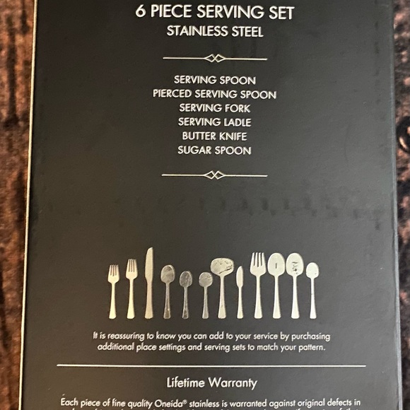 Oneida Pearce 6-Piece Serving Set (Satin Finish) Stainless Steel Dishwasher Safe - Picture 3 of 4